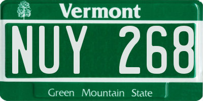 VT license plate NUY268