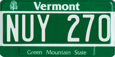 VT license plate NUY270