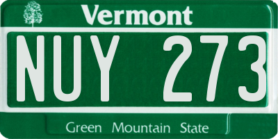 VT license plate NUY273