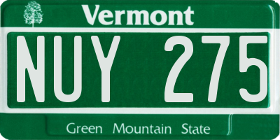 VT license plate NUY275