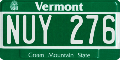 VT license plate NUY276