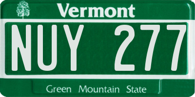 VT license plate NUY277