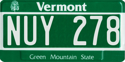 VT license plate NUY278