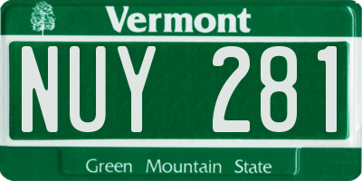 VT license plate NUY281