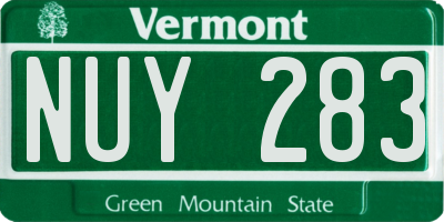 VT license plate NUY283
