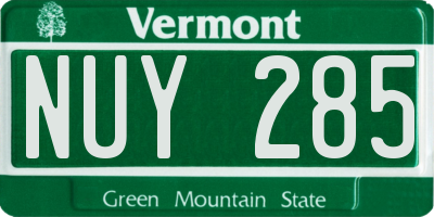 VT license plate NUY285