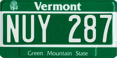VT license plate NUY287