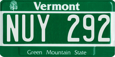 VT license plate NUY292