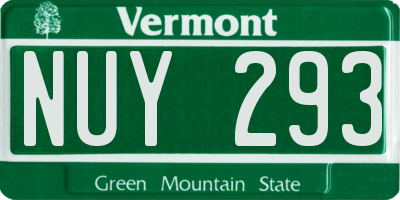 VT license plate NUY293