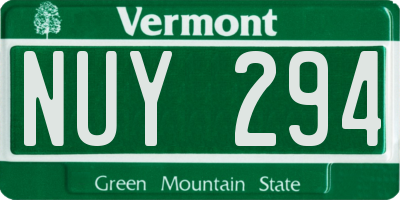 VT license plate NUY294