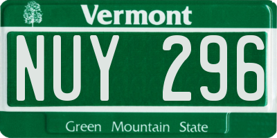 VT license plate NUY296