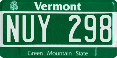 VT license plate NUY298
