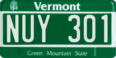 VT license plate NUY301
