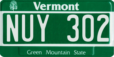VT license plate NUY302