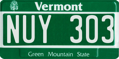 VT license plate NUY303