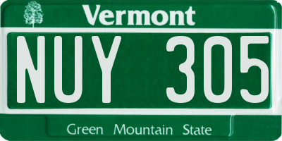 VT license plate NUY305