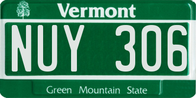 VT license plate NUY306