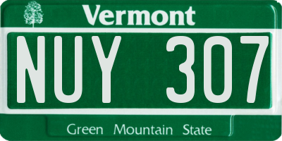 VT license plate NUY307