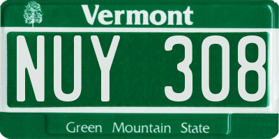 VT license plate NUY308
