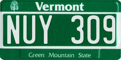 VT license plate NUY309