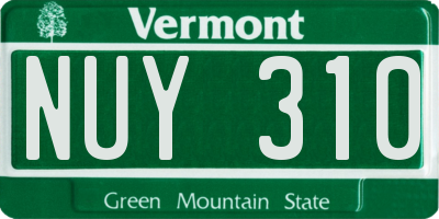VT license plate NUY310