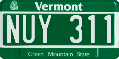 VT license plate NUY311