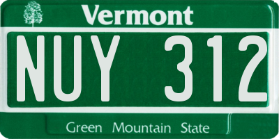 VT license plate NUY312