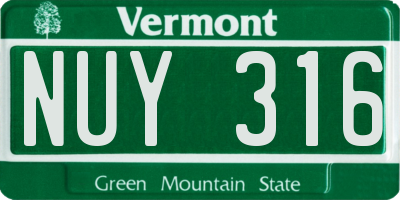 VT license plate NUY316