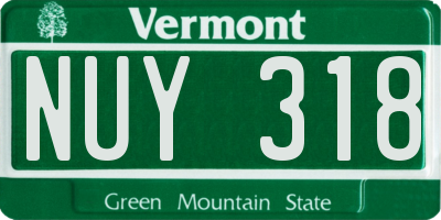 VT license plate NUY318