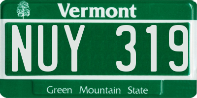 VT license plate NUY319