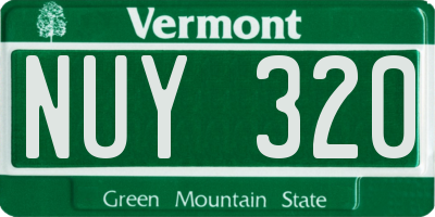 VT license plate NUY320