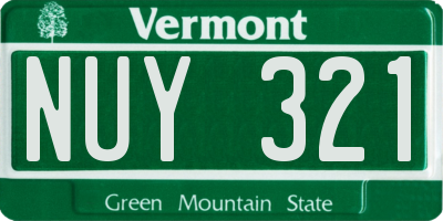 VT license plate NUY321