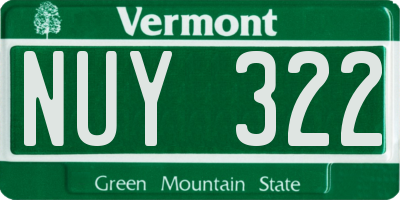 VT license plate NUY322