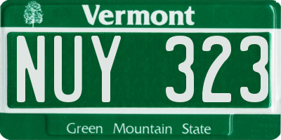 VT license plate NUY323