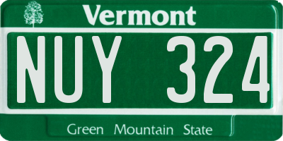 VT license plate NUY324