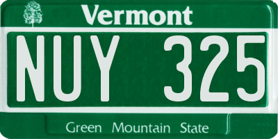 VT license plate NUY325