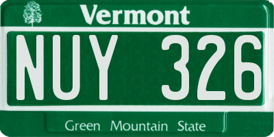 VT license plate NUY326