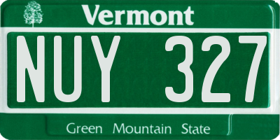 VT license plate NUY327