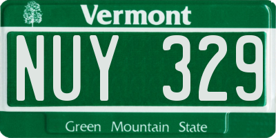 VT license plate NUY329