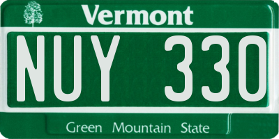 VT license plate NUY330