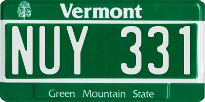 VT license plate NUY331