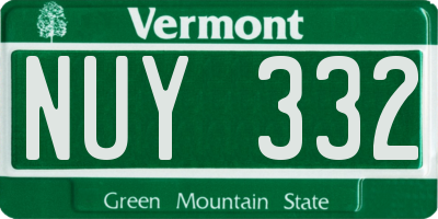 VT license plate NUY332