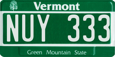 VT license plate NUY333