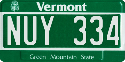 VT license plate NUY334