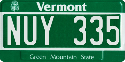 VT license plate NUY335
