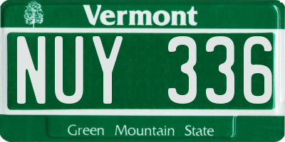 VT license plate NUY336