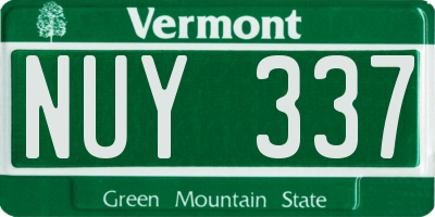 VT license plate NUY337