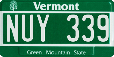 VT license plate NUY339