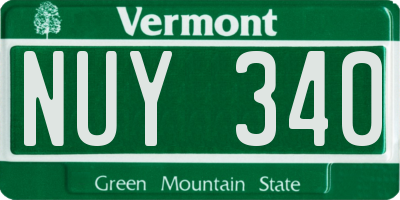 VT license plate NUY340