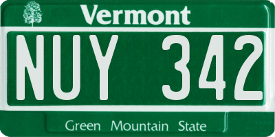 VT license plate NUY342